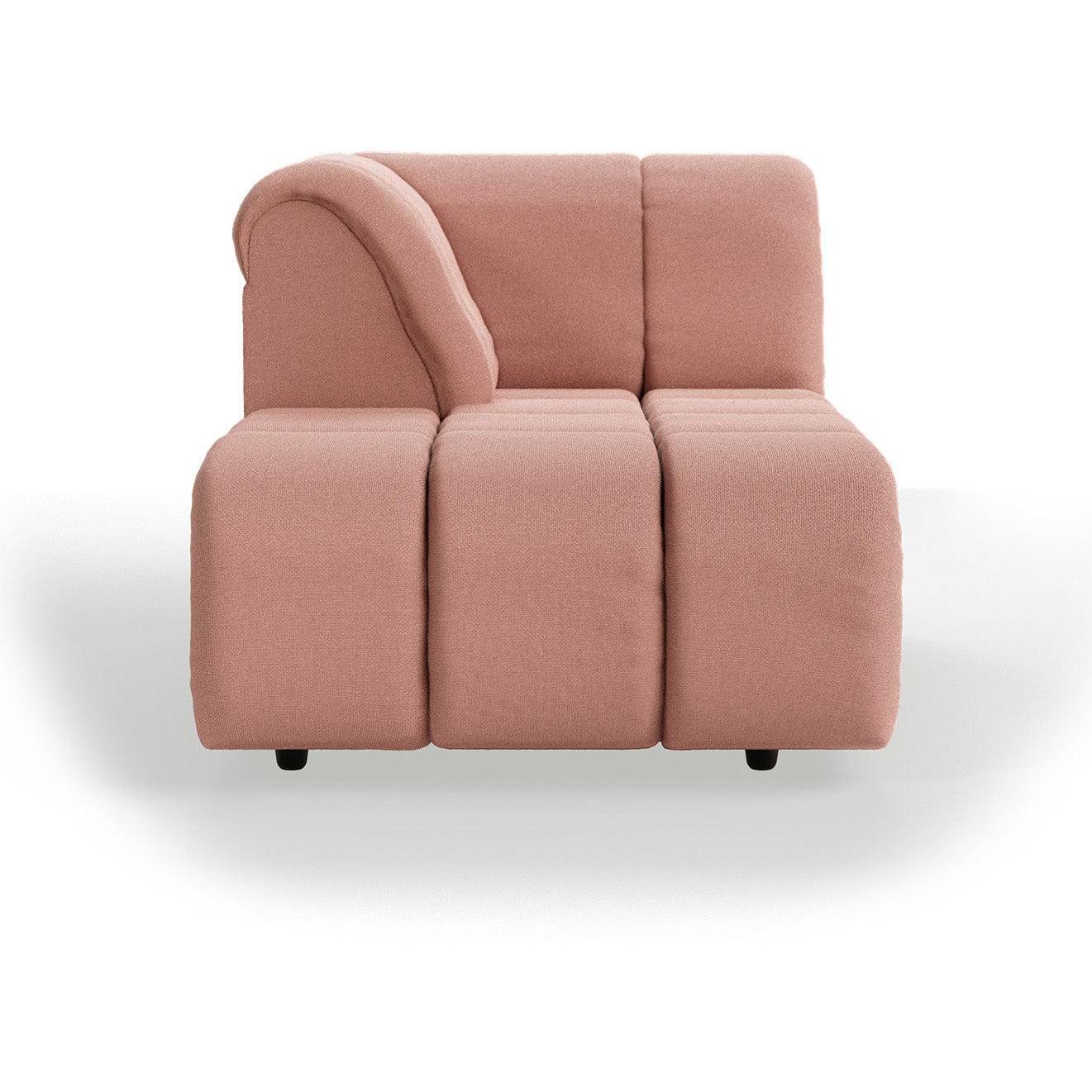 HKliving Wave bank left divan Linen Dusty Rose