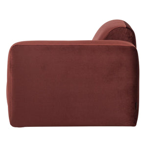 WOOOD Mojo Base 1-zits bank arm rechts velvet Kastanjebruin
