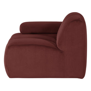 WOOOD Mojo 1-zits bank arm links velvet Kastanjebruin