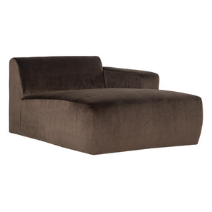 WOOOD Mojo Base chaise longue bank arm rechts velvet Bruin