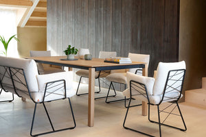 Mobitec Terra T0500 eettafel rechthoek 240x100 cm keramiek Nero poot eiken naturel
