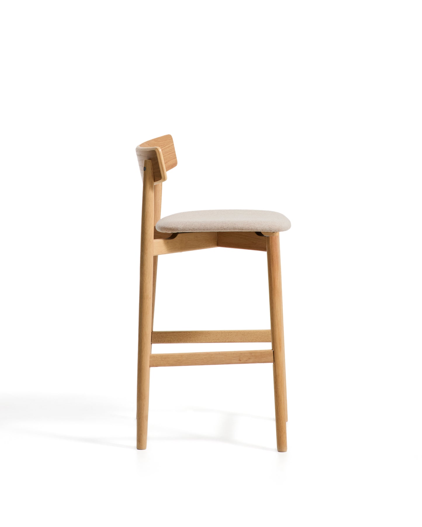 Kave Home Evera barkruk H67 chenille Grey/Beige met rugleuning