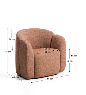 Kave Home Corvena fauteuil 85 cm chenille Terracotta