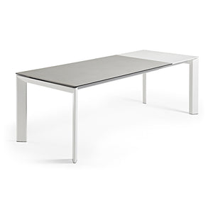 Kave Home Axis eettafel uitschuifbaar 160/220x90 cm Grijs/Wit