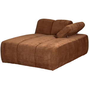 WOOOD Mojo chaise longue bank arm rechts ribstof Roestbruin