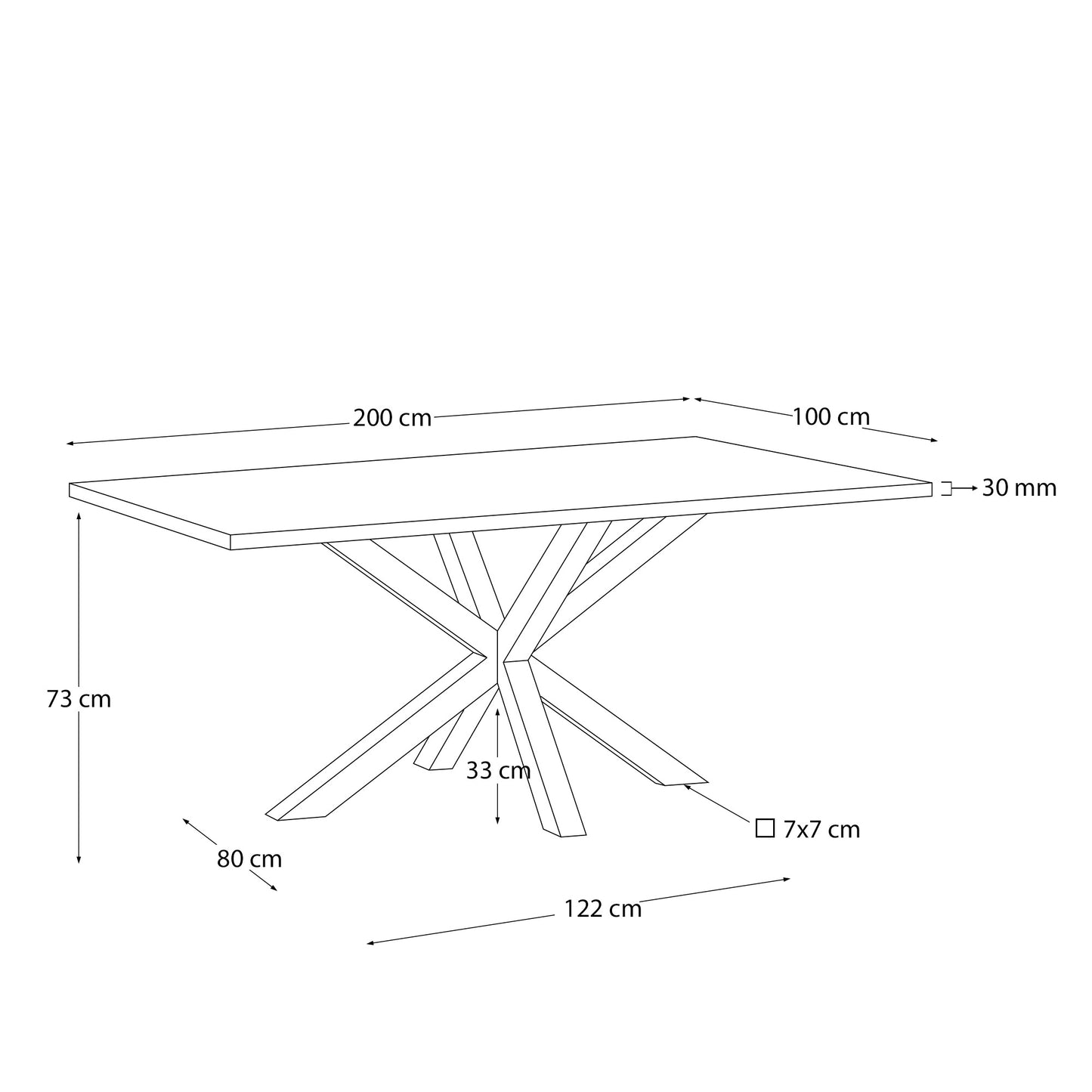 Kave Home Argo eettafel rechthoek 200x100 cm Natural/White