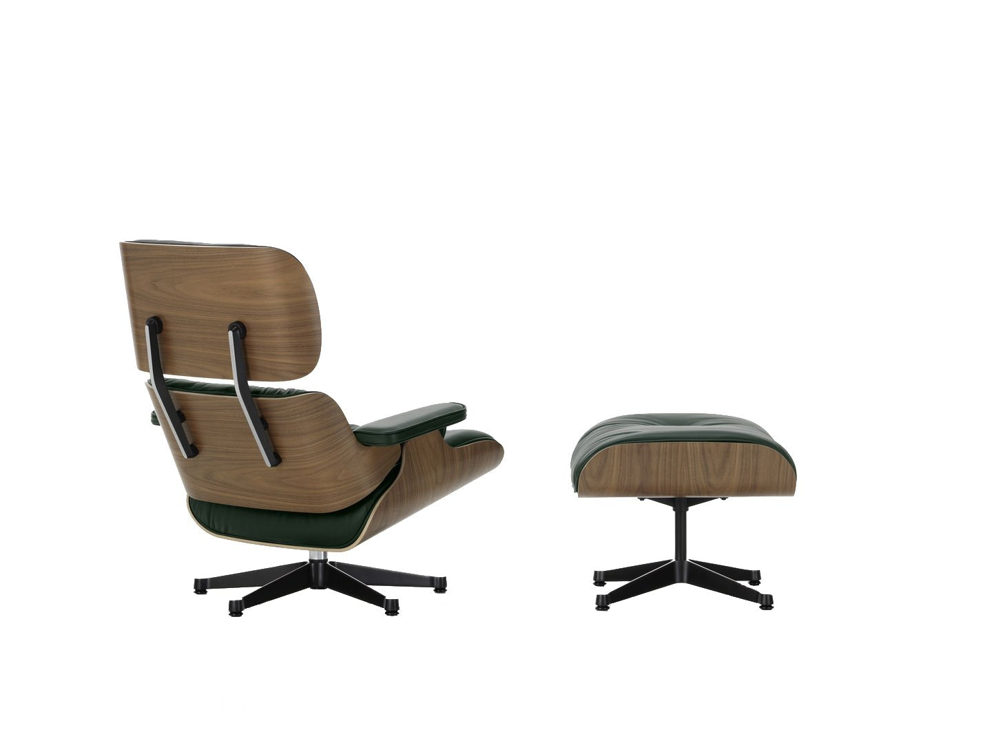 Vitra Eames Loungechair met ottoman Premium Leder Jade noten naturel