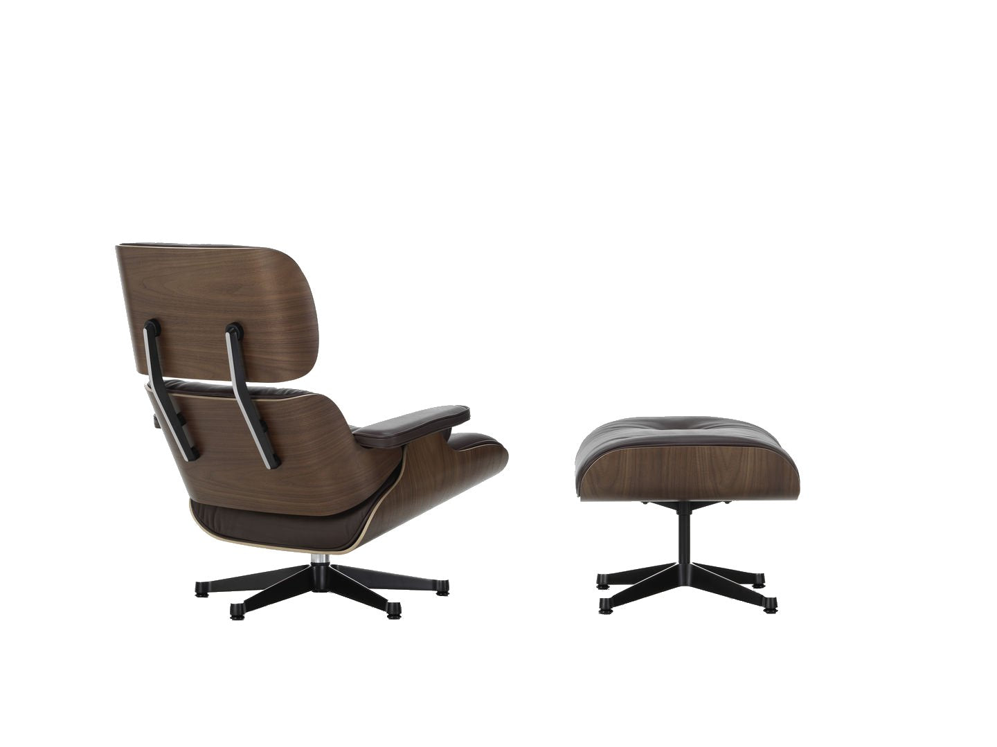 Vitra Eames Loungechair met ottoman Natural Leder Chocolate noten donker