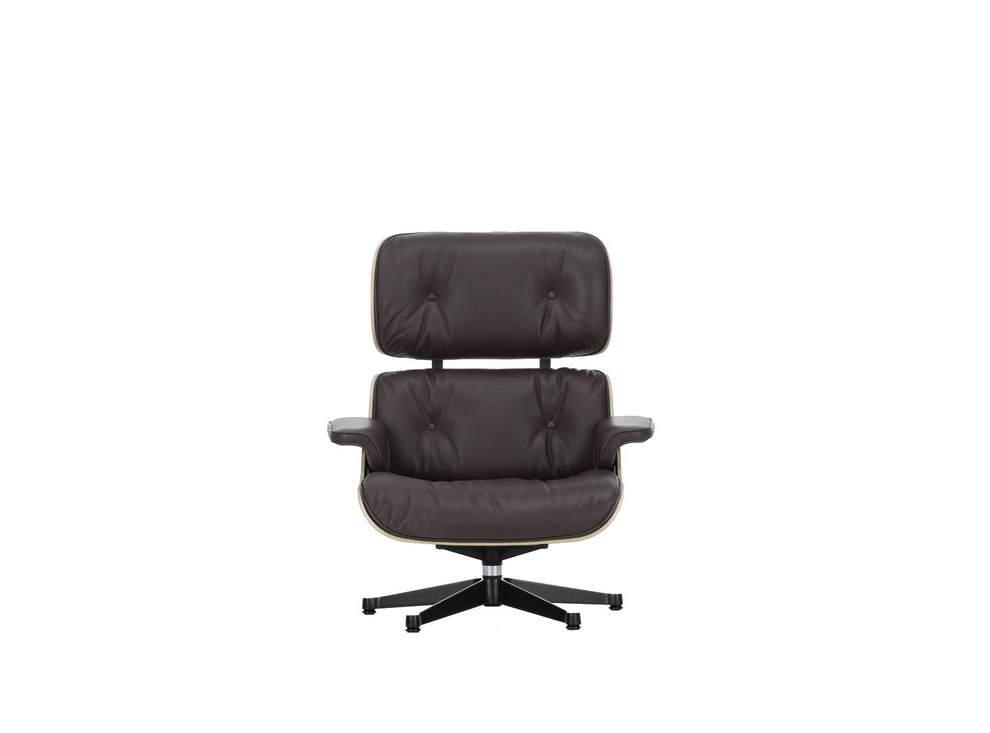 Vitra Eames Loungechair met ottoman Natural Leder Chocolate noten donker