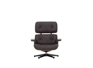 Vitra Eames Loungechair met ottoman Natural Leder Chocolate noten donker