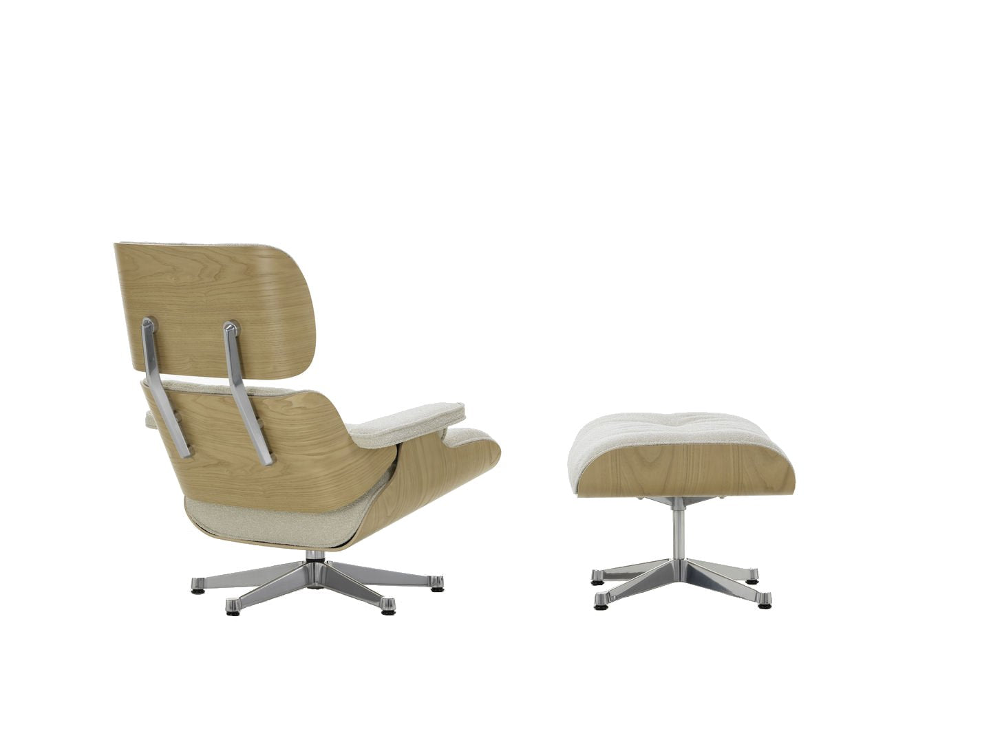 Vitra Eames Loungechair met ottoman Nubia Cream/Pearl kastanje naturel