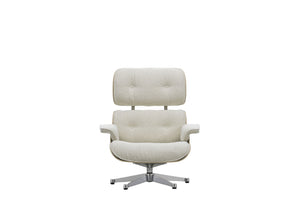 Vitra Eames Loungechair met ottoman Nubia Cream/Pearl kastanje naturel