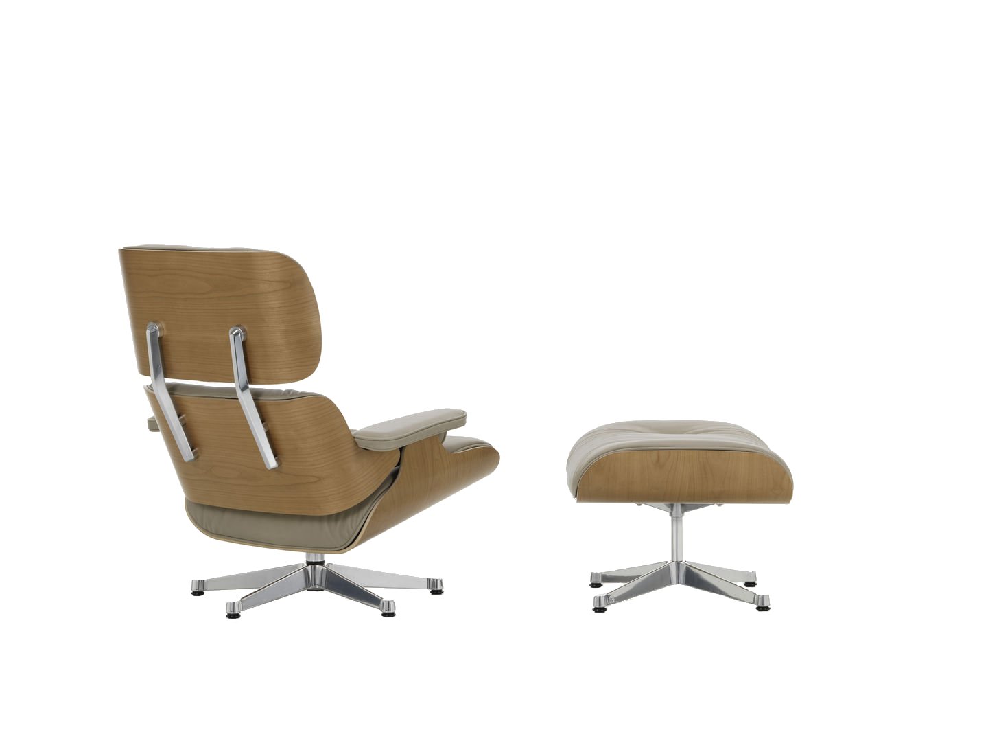 Vitra Eames Loungechair met ottoman Natural Leder Dark Sand kersenhout naturel