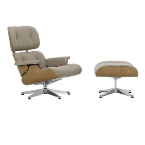 Vitra Eames Loungechair met ottoman Natural Leder Dark Sand kersenhout naturel