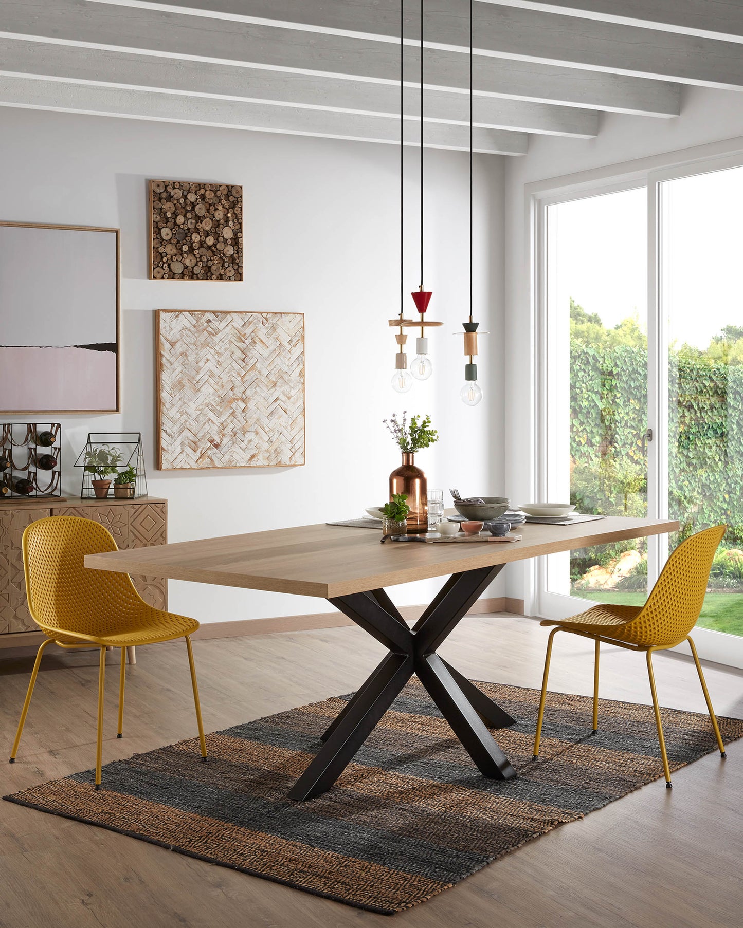 Kave Home Argo eettafel rechthoek 200x100 cm Natural/Black