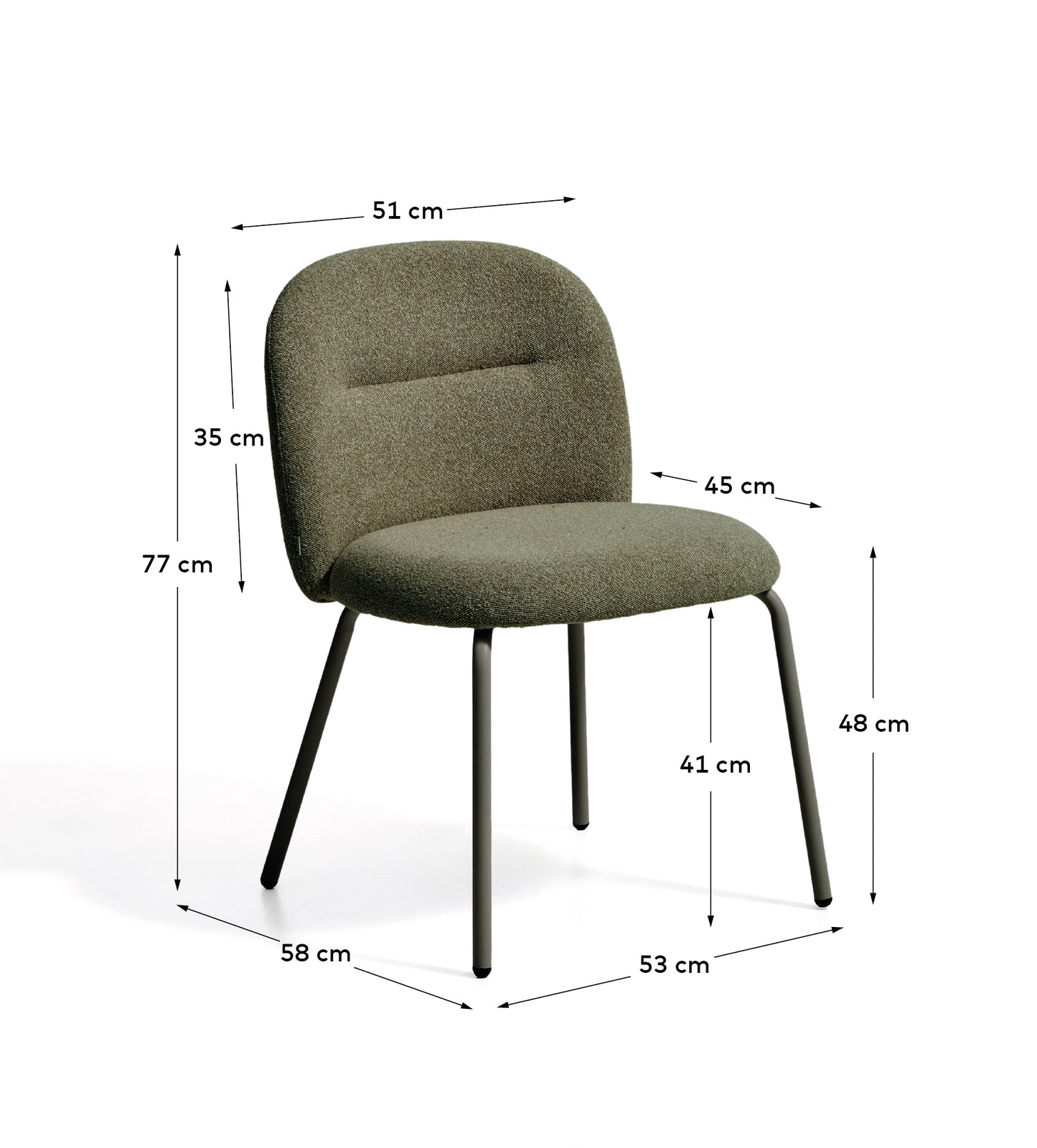 Kave Home Arino eetkamerstoel chenille Green