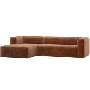 WOOOD Bean hoekbank links Chenille Velvet Terra