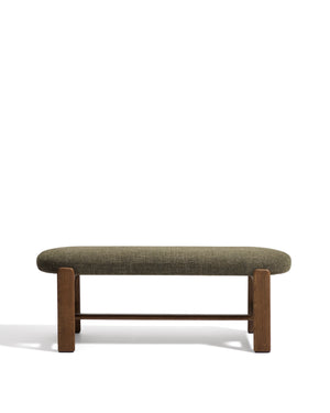 Kave Home Granite eetkamerbank chenille Groen/walnoot