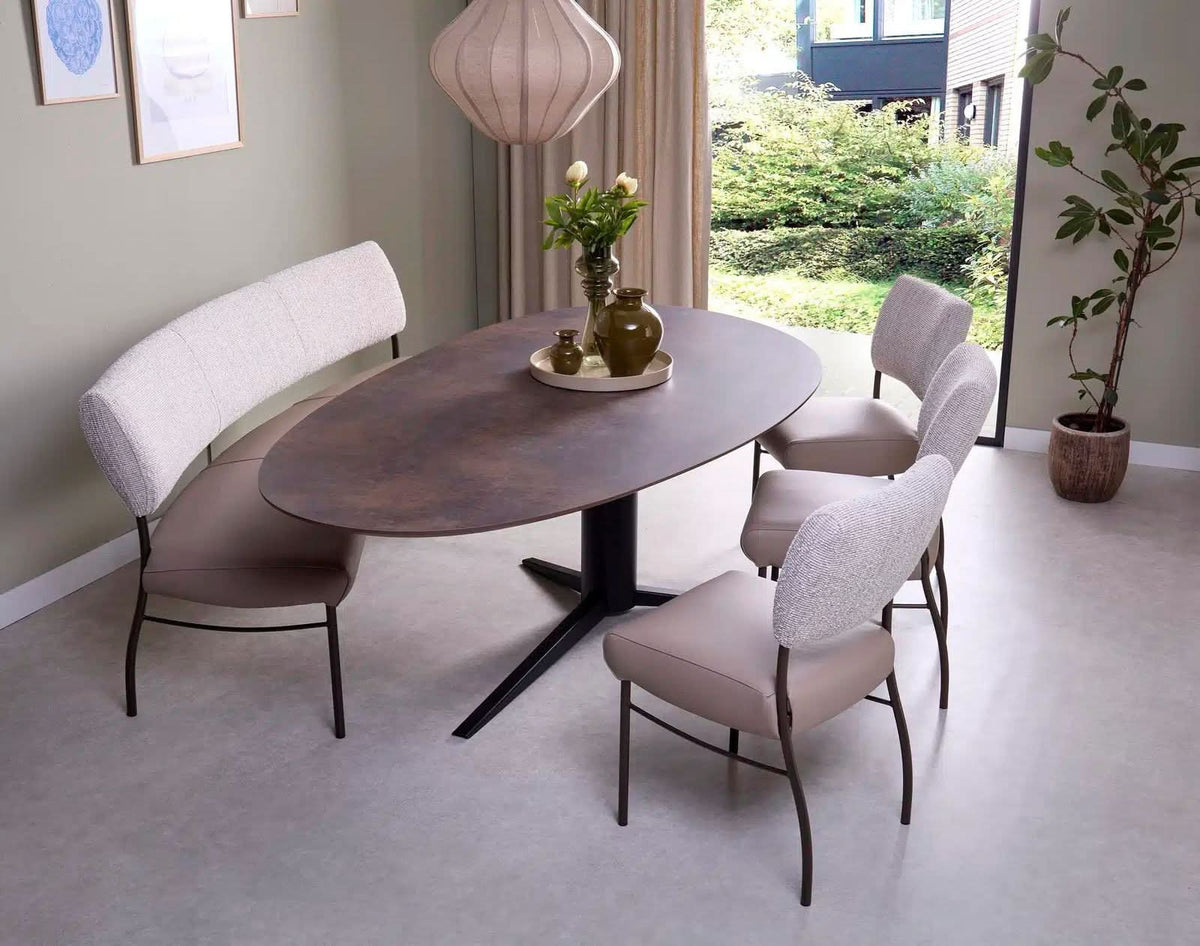 Bree's New World Arc ronde eetkamerbank 200 cm duo Cognac