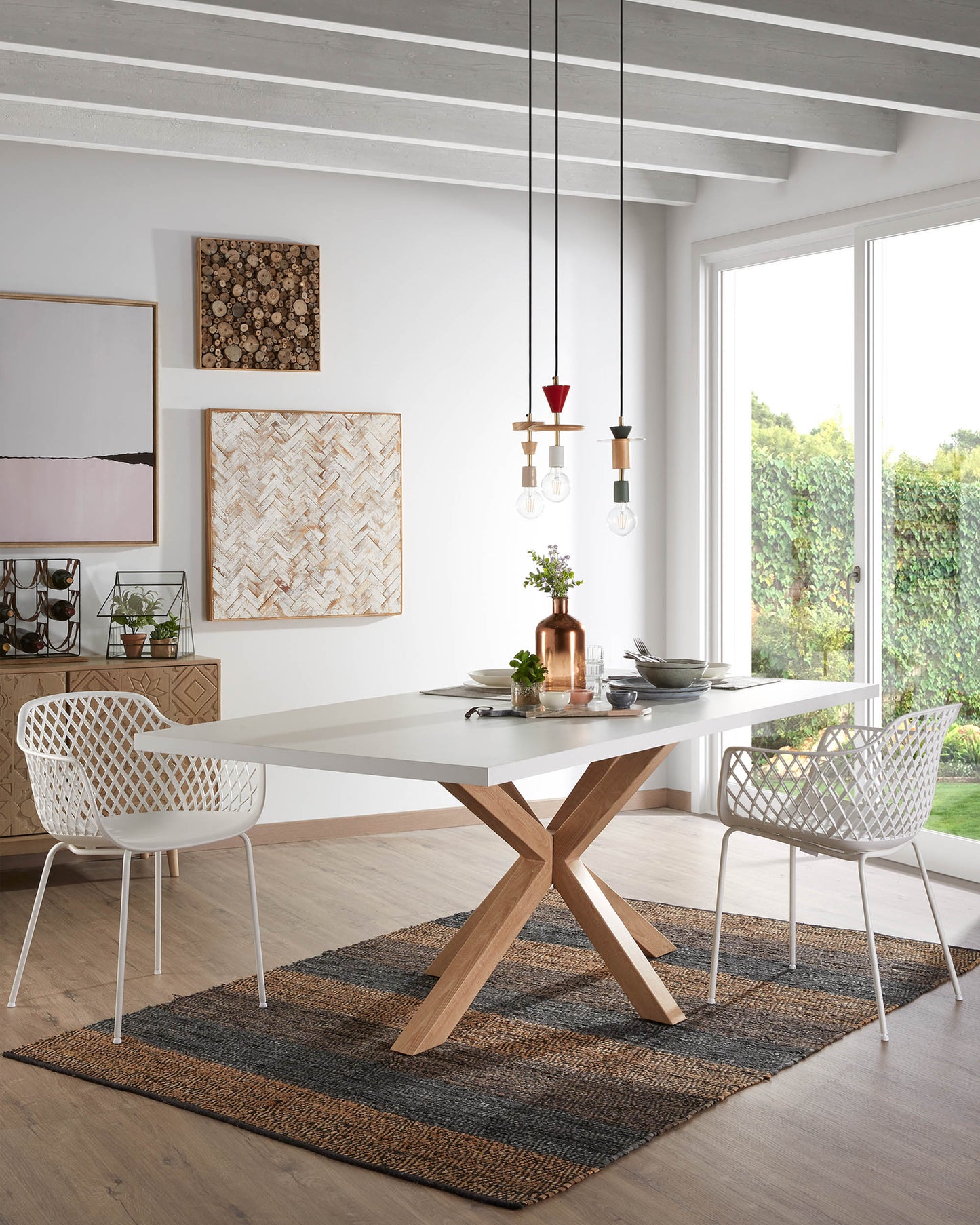 Kave Home Argo eettafel rechthoek 200x100 cm White/Natural
