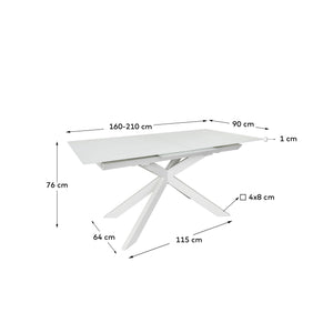 Kave Home Atminda eettafel uitschuifbaar rechthoek 160x90 cm White