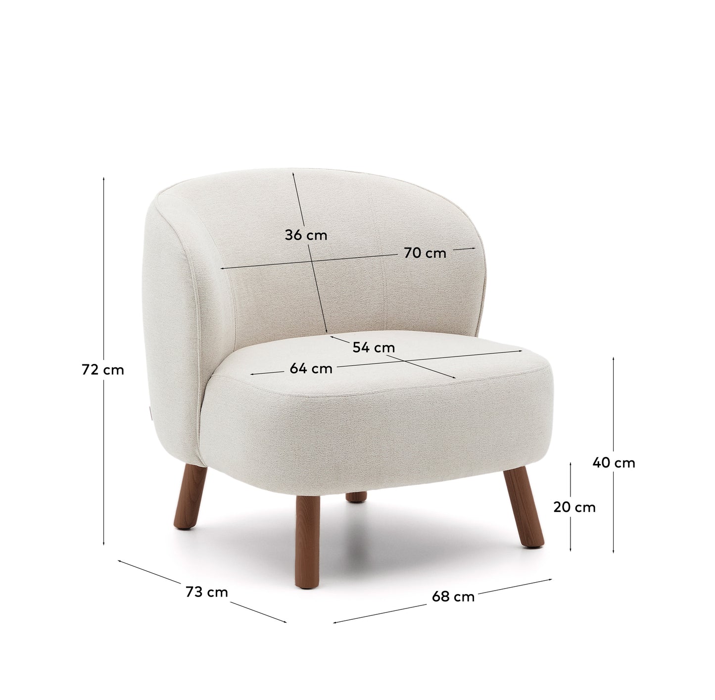 Kave Home Ulit fauteuil Beige walnoot
