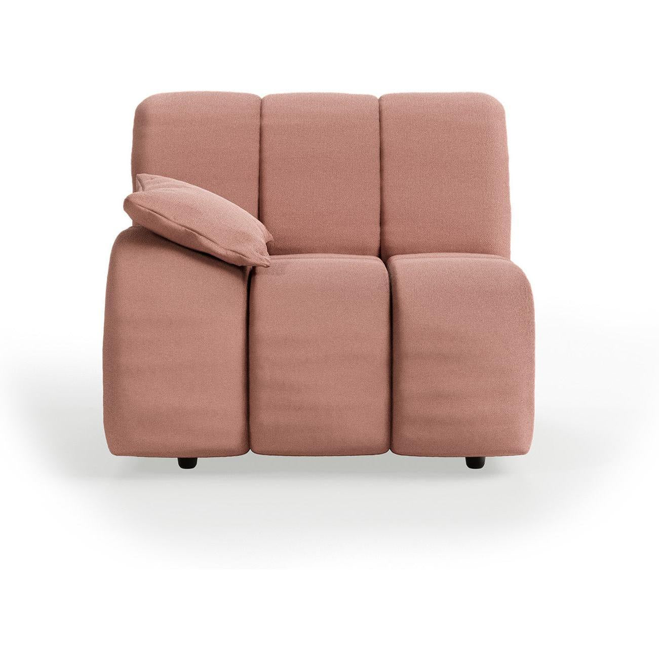 HKliving Wave bank left low arm Linen Dusty Rose