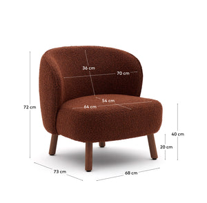 Kave Home Ulit fauteuil Terracotta walnoot