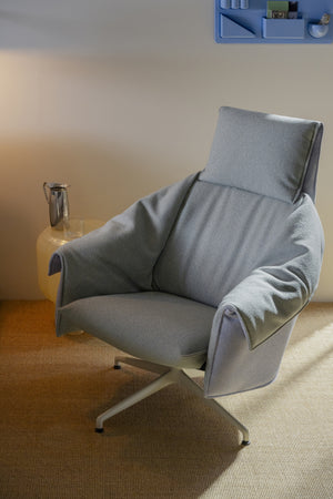 Vitra Bascule Highback fauteuil Iroko Cream / Olive sterpoot chalk