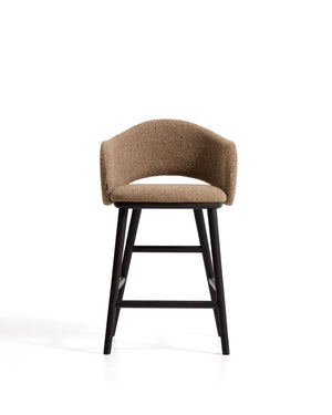 Kave Home Maina barkruk H65 dik chenille Bruin zwart