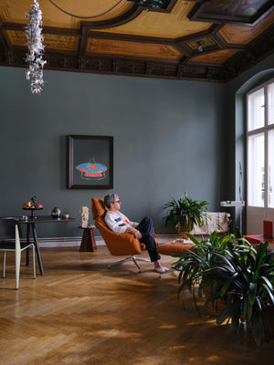 Vitra Bascule Highback fauteuil Iroko Cream / Olive sterpoot chalk