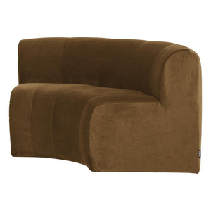 WOOOD Mojo Base eetbank halfronde hoek rugleuning velvet Honinggeel