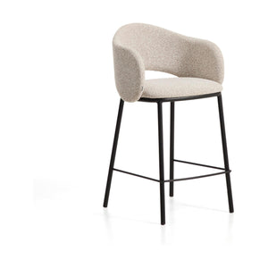 Kave Home Maina barkruk H65 dik chenille Beige zwart