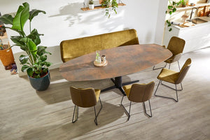 Bree's New World Thor eettafel Deens Ovaal 180x100 cm noten gelakt poot zwart