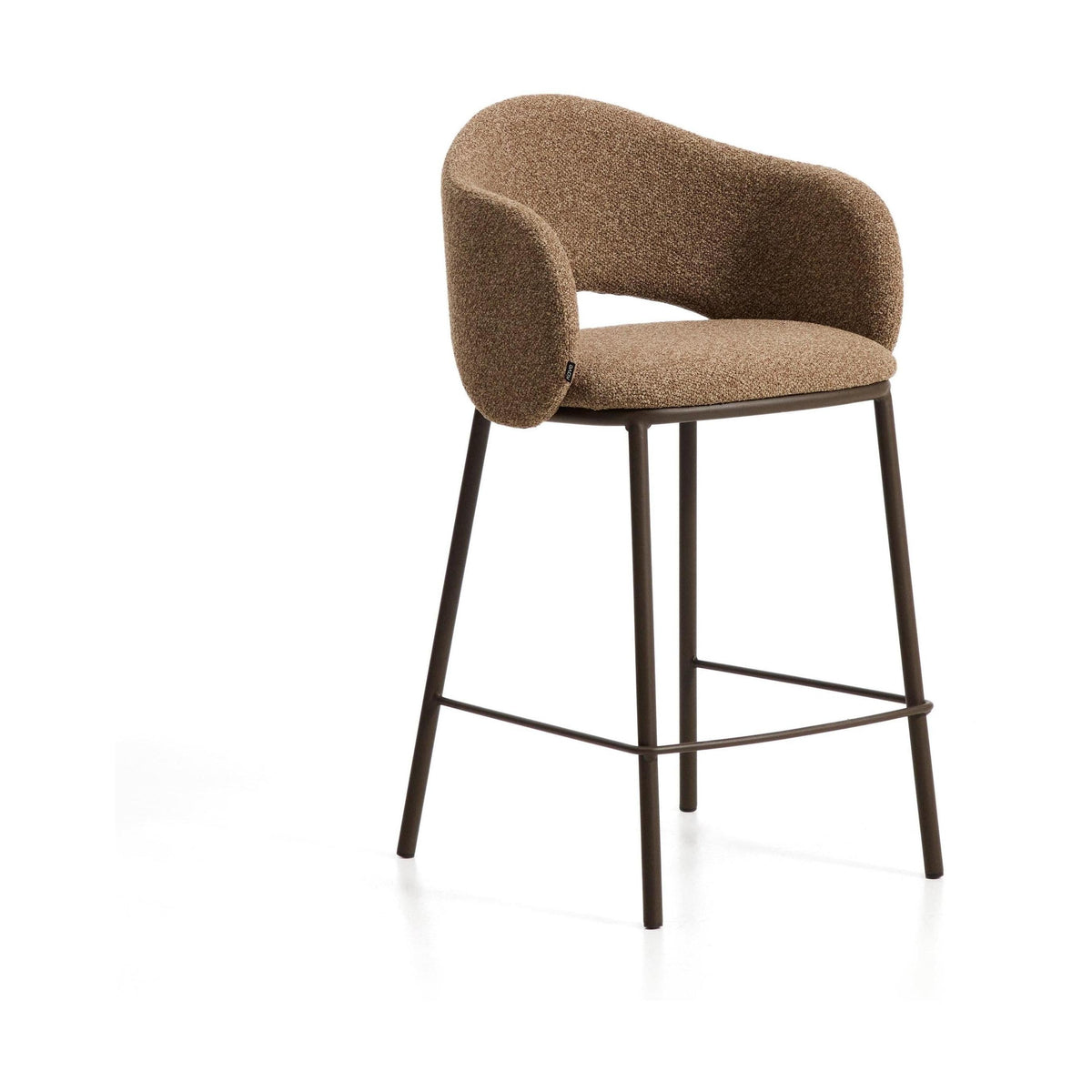 Kave Home Maina barkruk H65 dik chenille Bruin walnoot