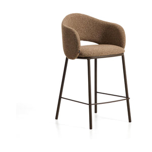 Kave Home Maina barkruk H65 dik chenille Bruin walnoot