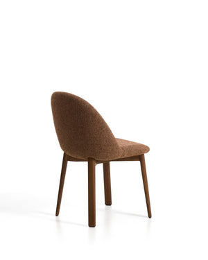 Kave Home Meila eetkamerstoel chenille Terracotta donker hout