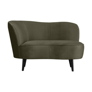 WOOOD Sara lounge fauteuil links velvet Warm Groen