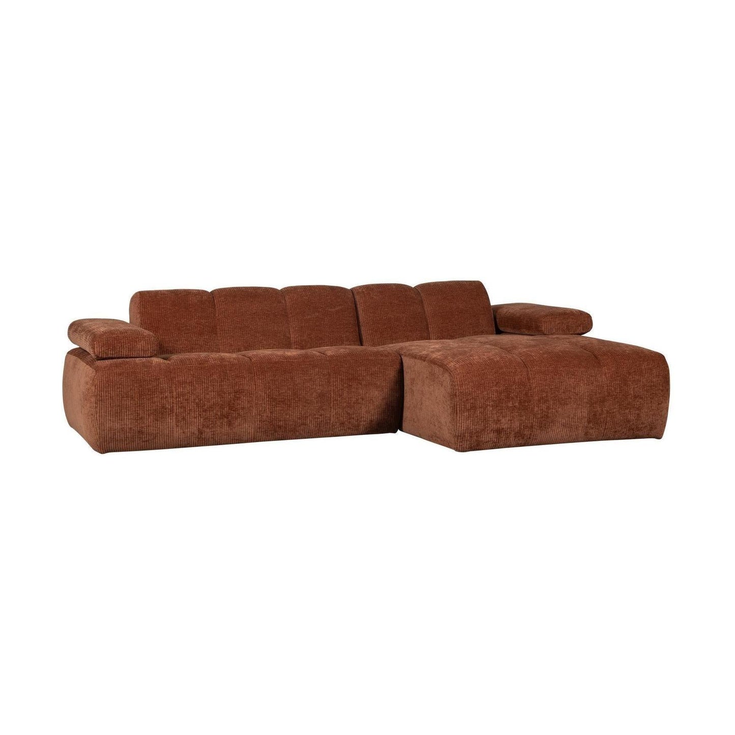 WOOOD Mojo chaise longue bank rechts ribstof Roestbruin