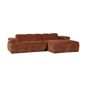 WOOOD Mojo chaise longue bank rechts ribstof Roestbruin