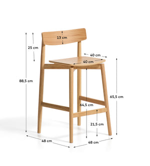Kave Home Evera barkruk H66 Beige met rugleuning