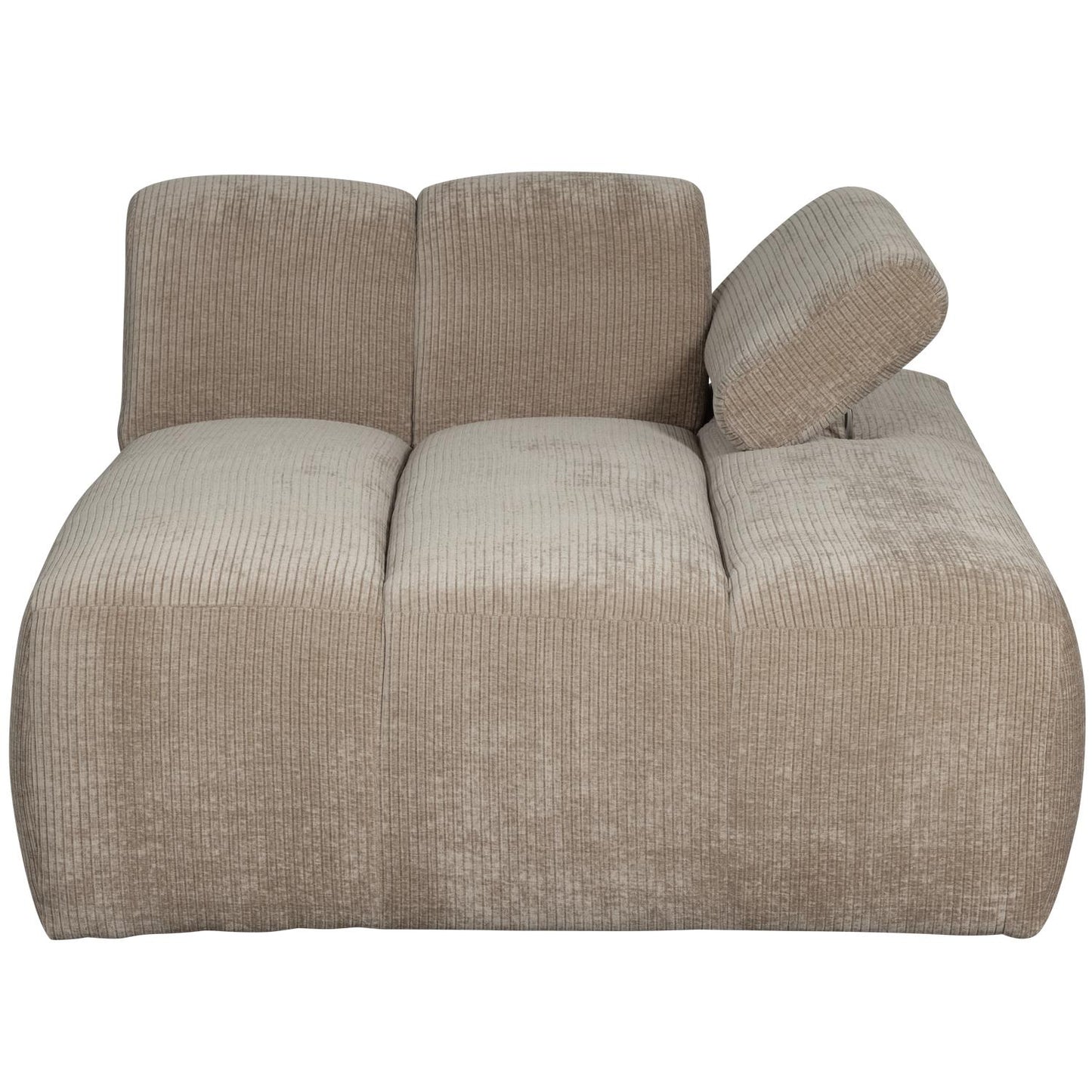 WOOOD Mojo chaise longue bank arm rechts ribstof Donkerzand