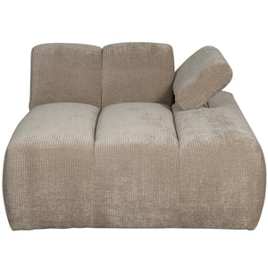 WOOOD Mojo chaise longue bank arm rechts ribstof Donkerzand