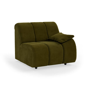 HKliving Wave bank right low arm Royal Velvet Olive