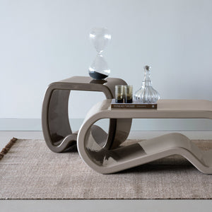WOOOD Moss bijzettafel hout hoogglans Mokkabruin