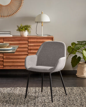 Kave Home Konna eetkamerstoel rib Mosterd poot zwart