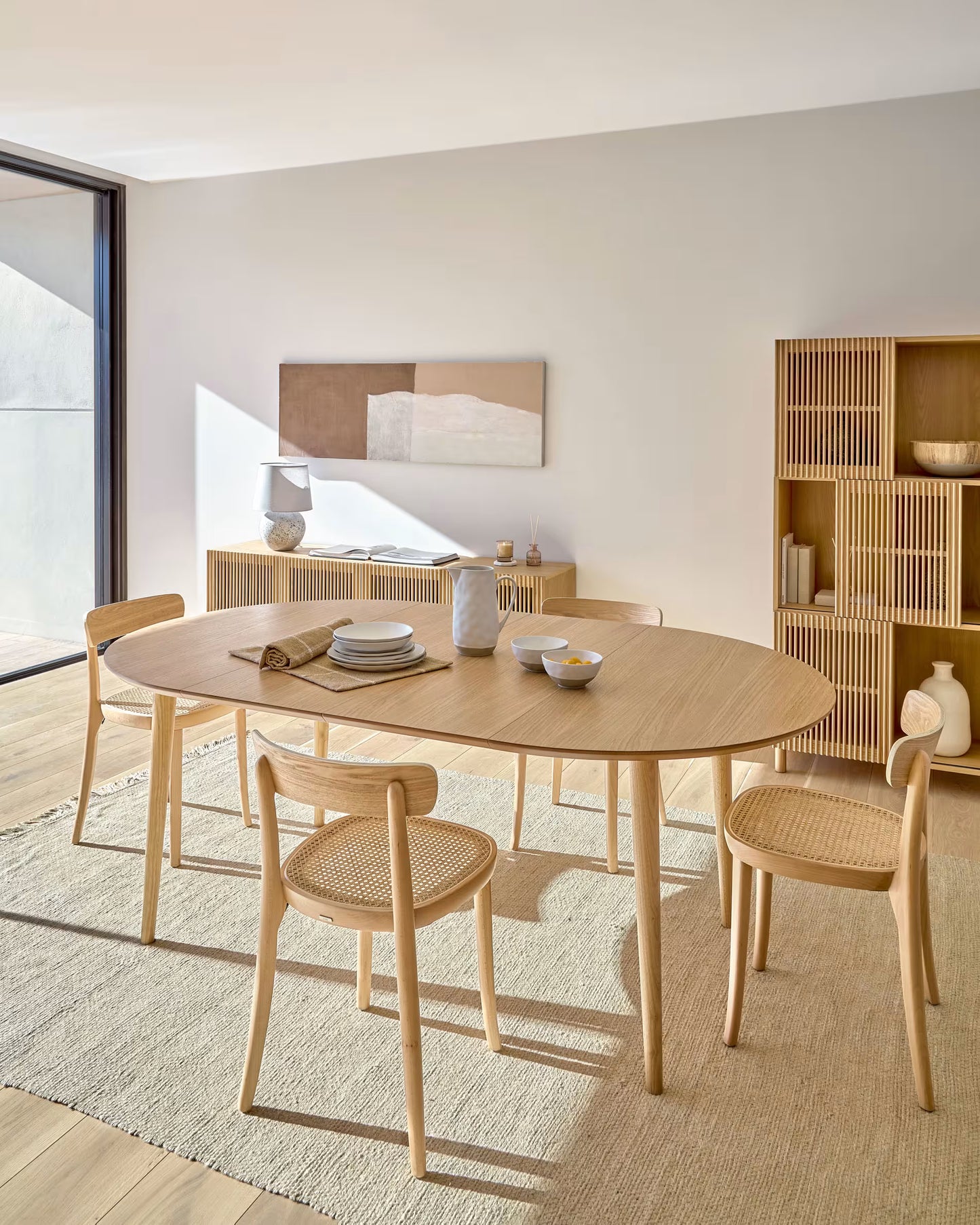 Kave Home Oqui eettafel uitschuifbaar 140/220x90 cm eiken fineer