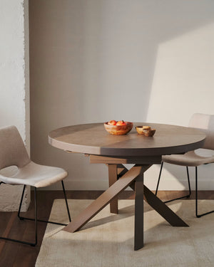 Kave Home Vashti eettafel uitschuifbaar Ø120(160) cm porselein Bruin