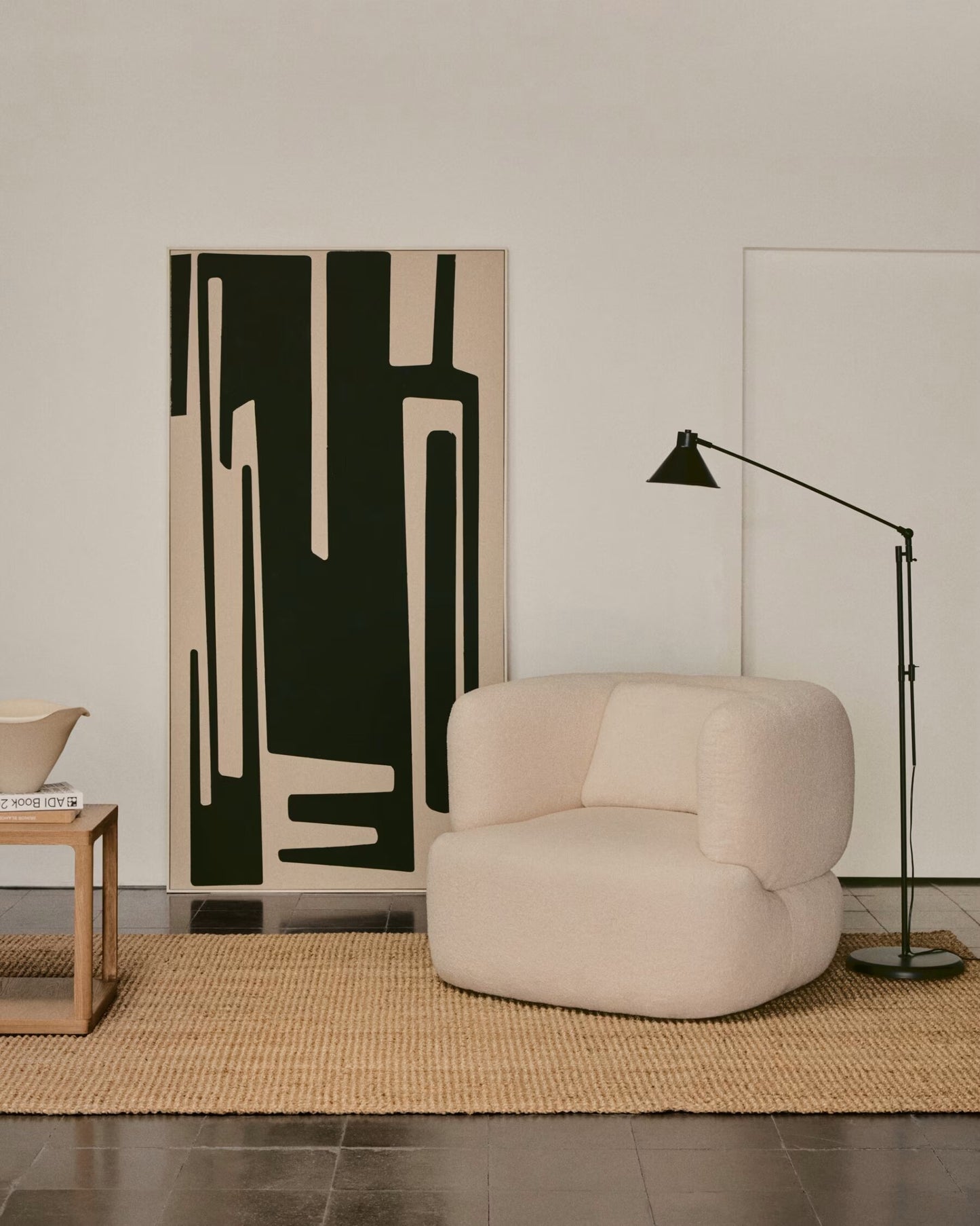 Kave Home Martina fauteuil met kussen chenille Ecru