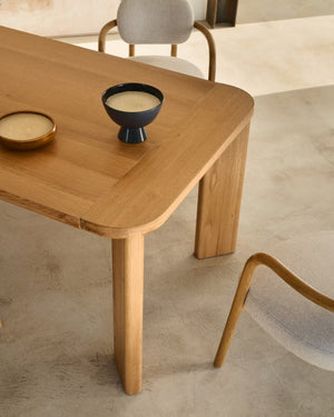 Kave Home Jondal eettafel uitschuifbaar 200(286)x100 cm eiken fineer Naturel